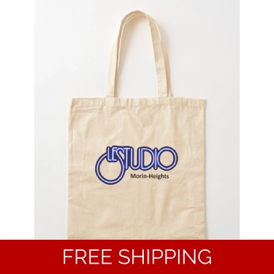 Le Studio Cotton Tote Bag White & Blue logo MH Black